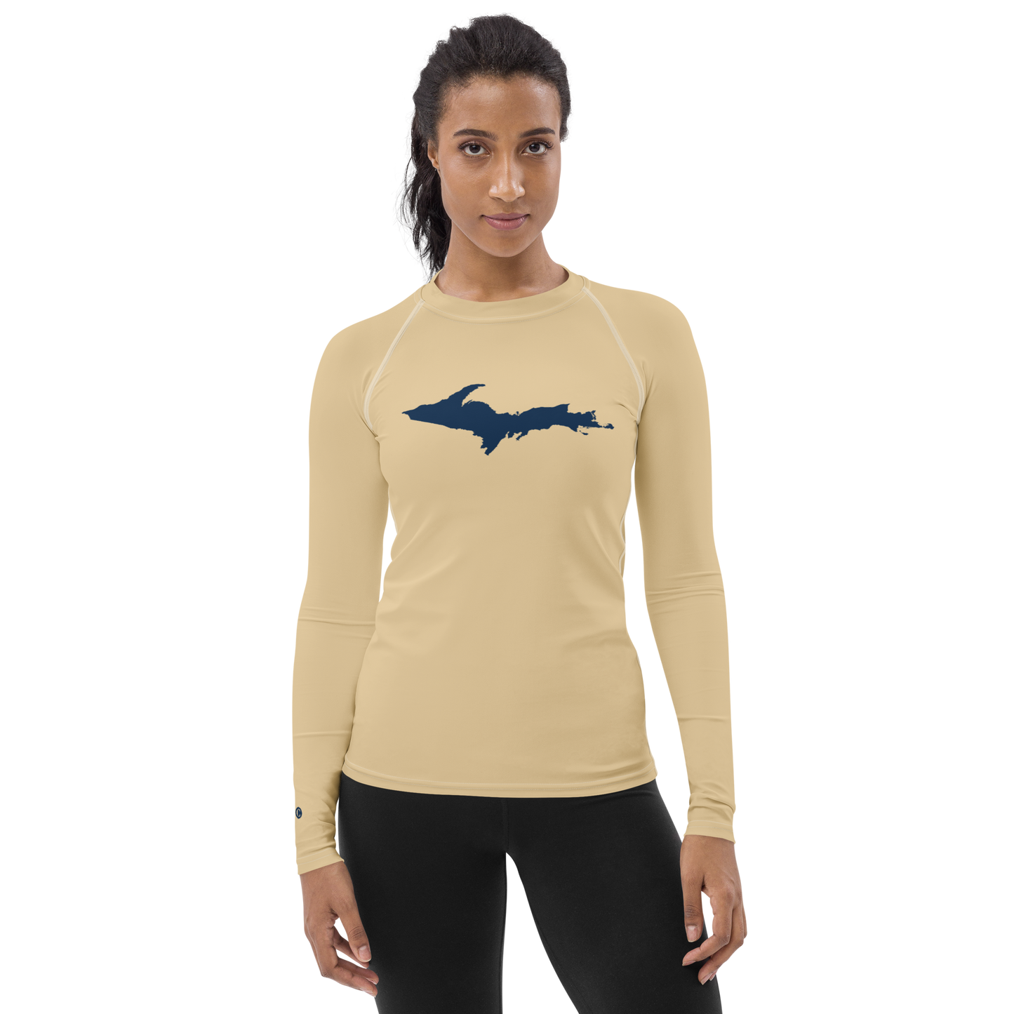 Michigan Upper Peninsula Rash Guard (w/ UP Outline) | Women's - Maple Color