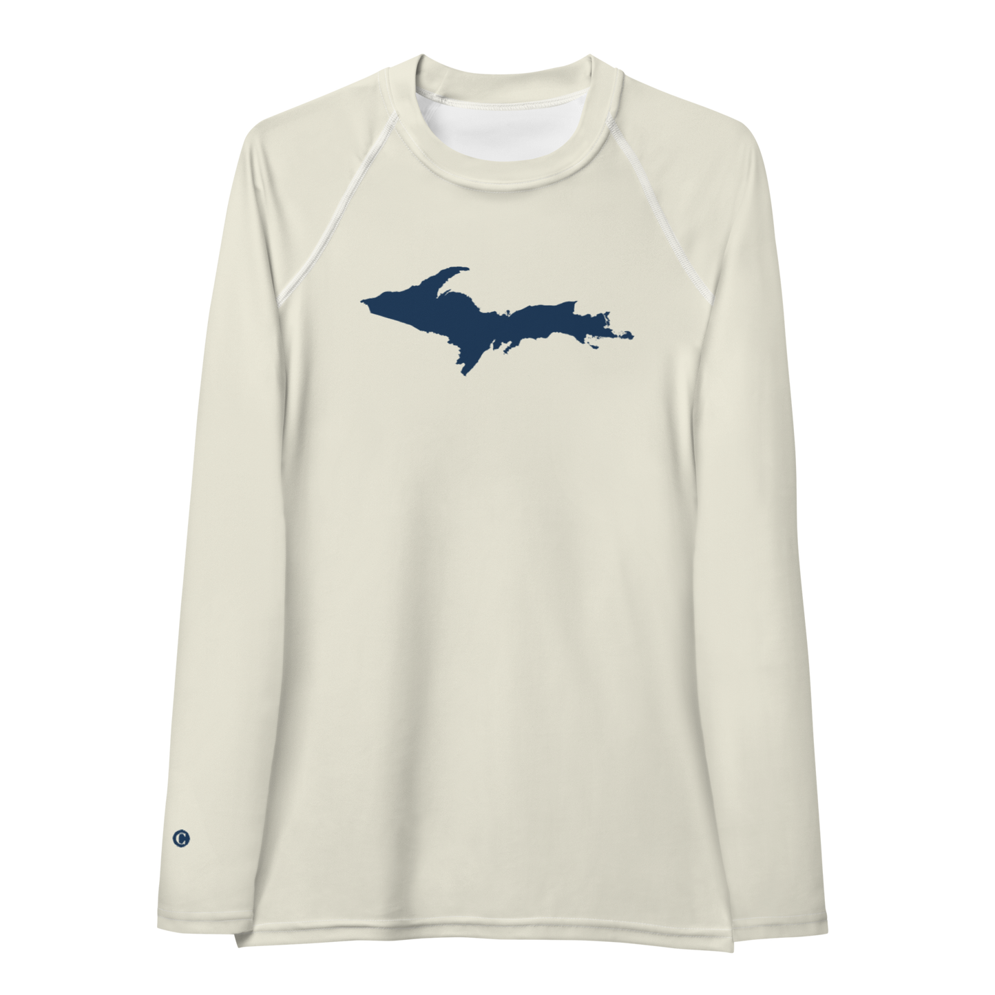 Michigan Upper Peninsula Rash Guard (w/ UP Outline) | Women's - Ivory White