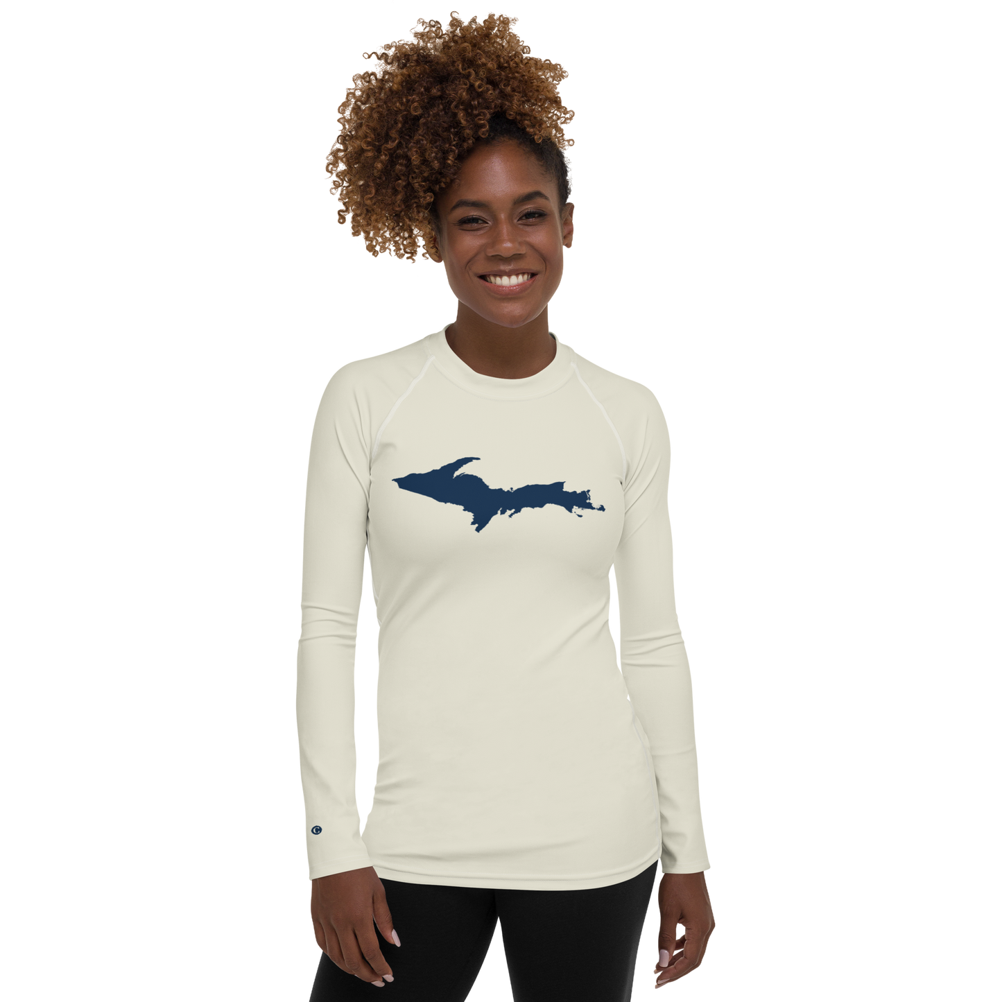 Michigan Upper Peninsula Rash Guard (w/ UP Outline) | Women's - Ivory White