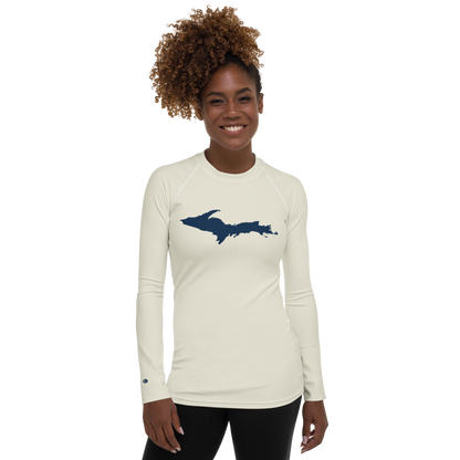 Michigan Upper Peninsula Rash Guard (w/ UP Outline) | Women's - Ivory White