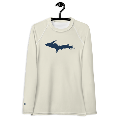 Michigan Upper Peninsula Rash Guard (w/ UP Outline) | Women's - Ivory White