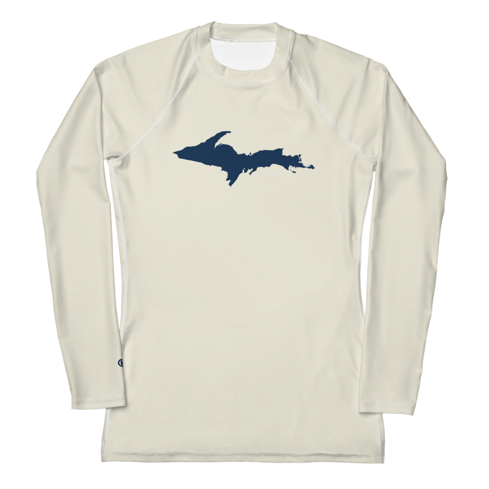 Michigan Upper Peninsula Rash Guard (w/ UP Outline) | Women's - Ivory White