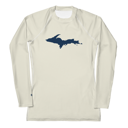 Michigan Upper Peninsula Rash Guard (w/ UP Outline) | Women's - Ivory White