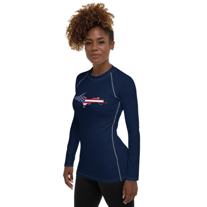 Michigan Upper Peninsula Rash Guard (w/ UP USA Flag) | Women's - Navy