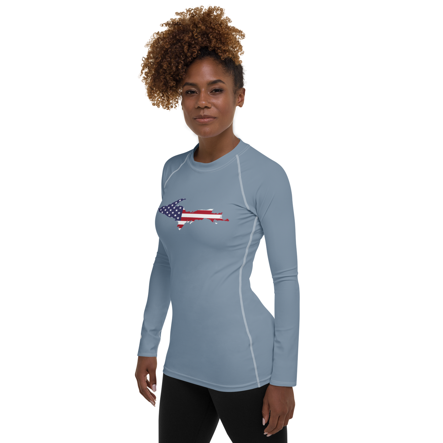 Michigan Upper Peninsula Rash Guard (w/ UP USA Flag) | Women's - B-24 Grey