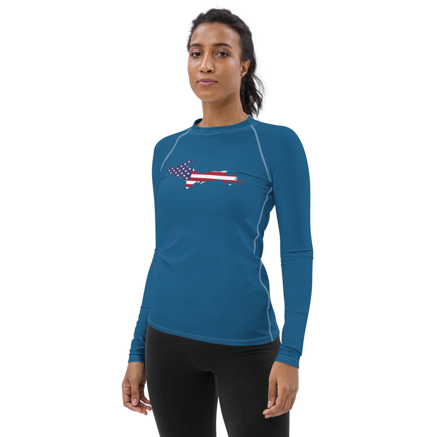 Michigan Upper Peninsula Rash Guard (w/ UP USA Flag) | Women's - Blueberry