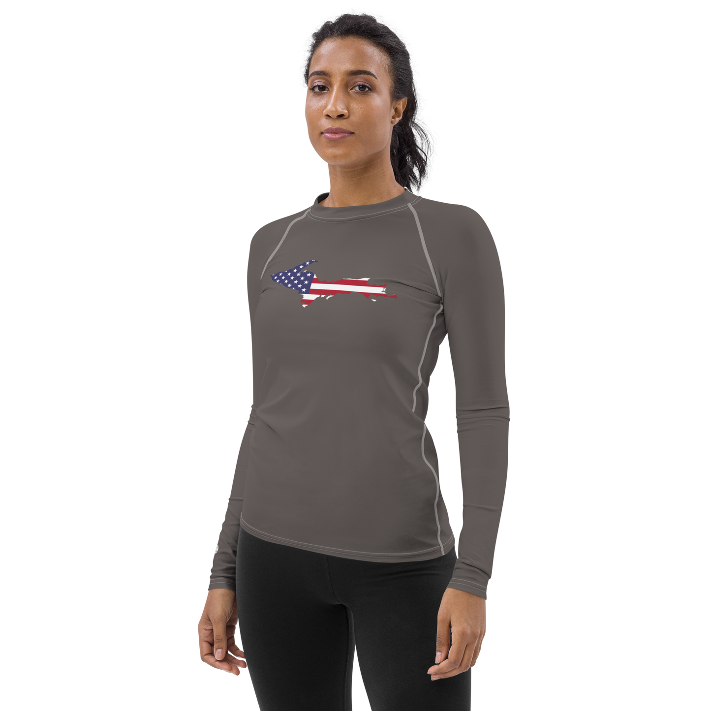 Michigan Upper Peninsula Rash Guard (w/ UP USA Flag) | Women's - Warren Tank Grey