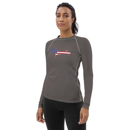 Michigan Upper Peninsula Rash Guard (w/ UP USA Flag) | Women's - Warren Tank Grey