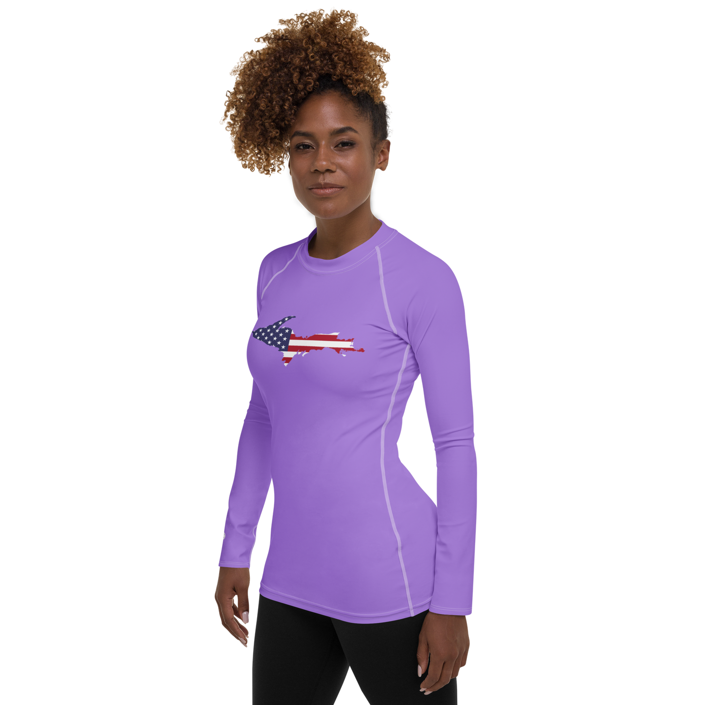 Michigan Upper Peninsula Rash Guard (w/ UP USA Flag) | Women's - Lavender