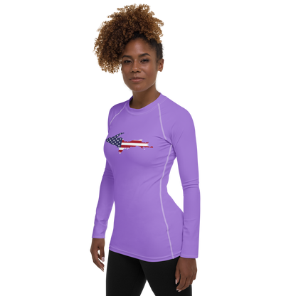 Michigan Upper Peninsula Rash Guard (w/ UP USA Flag) | Women's - Lavender