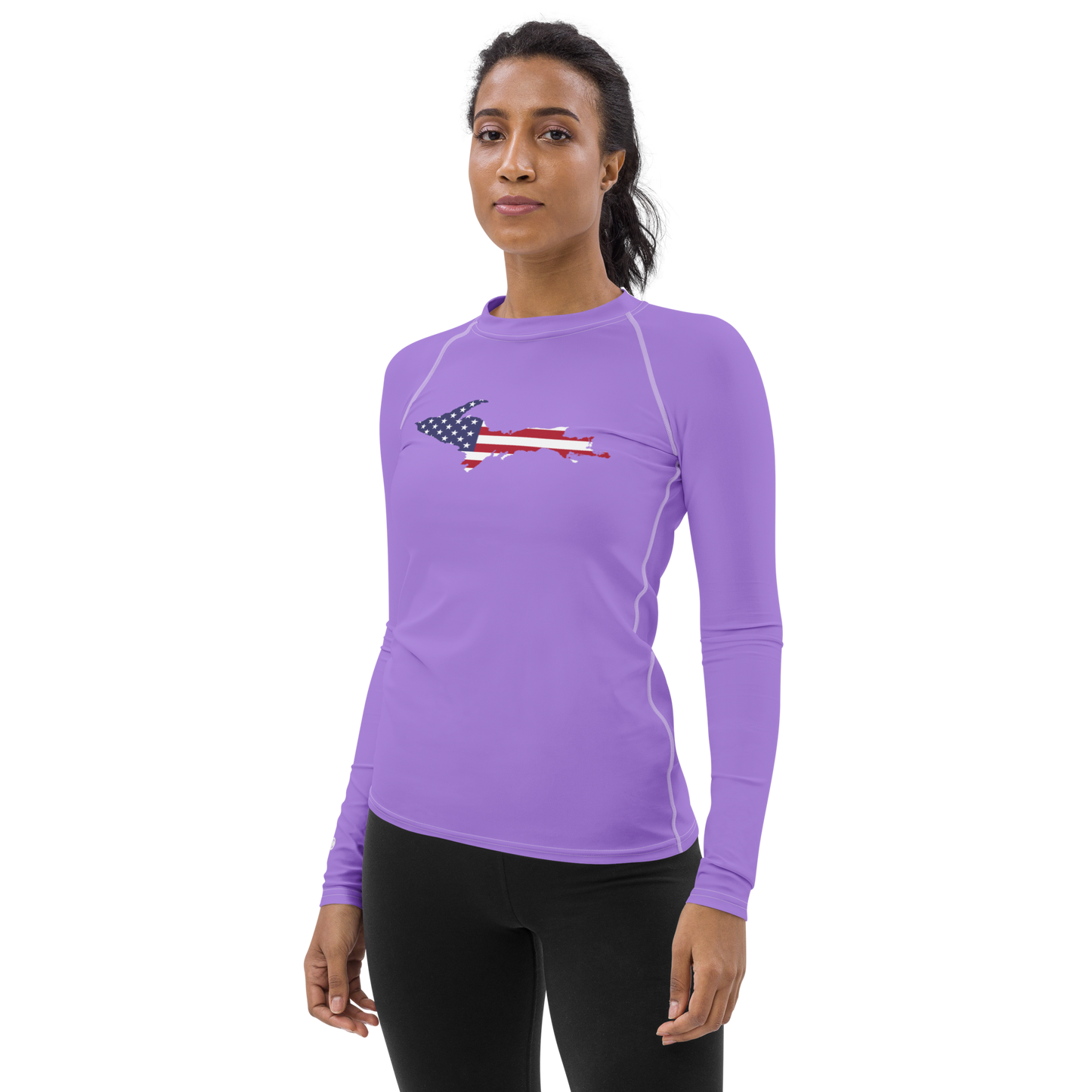 Michigan Upper Peninsula Rash Guard (w/ UP USA Flag) | Women's - Lavender