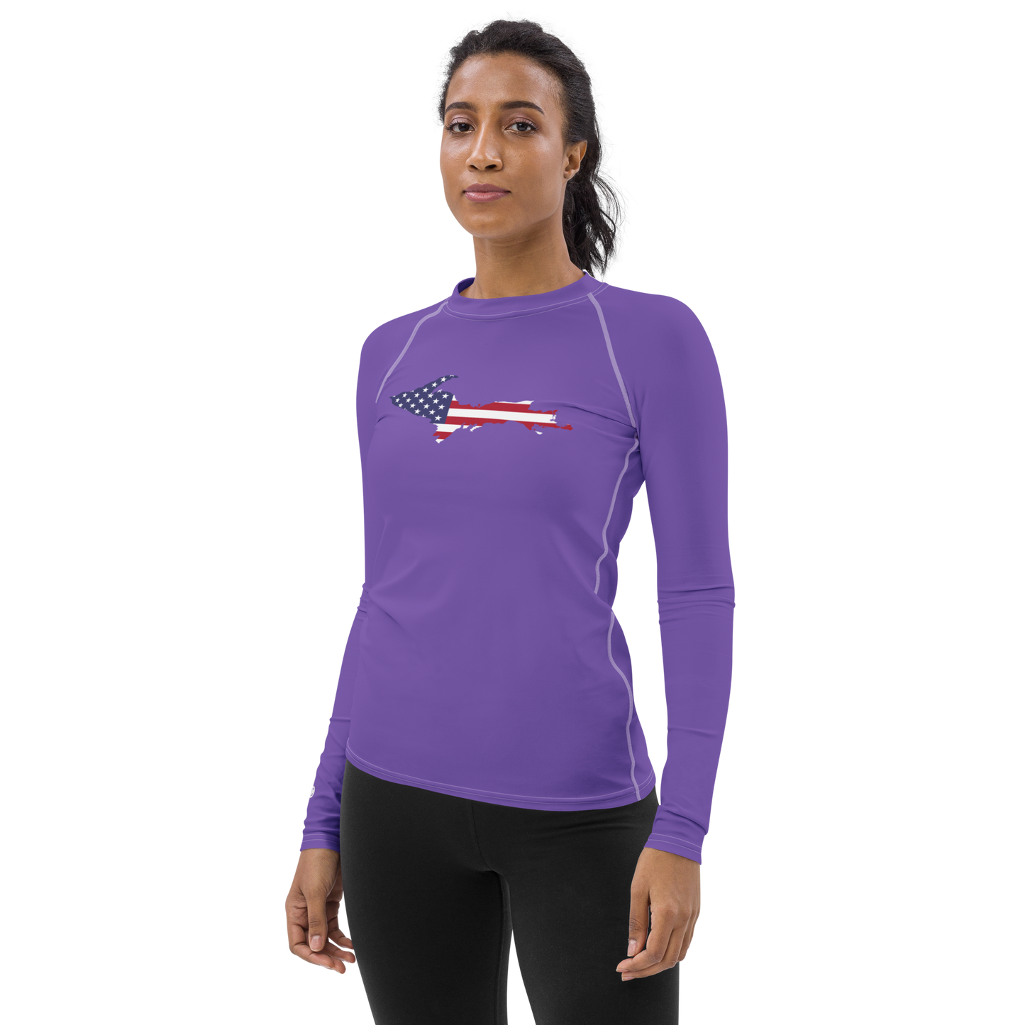 Michigan Upper Peninsula Rash Guard (w/ UP USA Flag) | Women's - Lake Iris