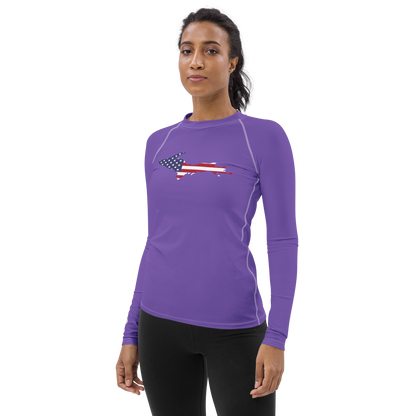 Michigan Upper Peninsula Rash Guard (w/ UP USA Flag) | Women's - Lake Iris