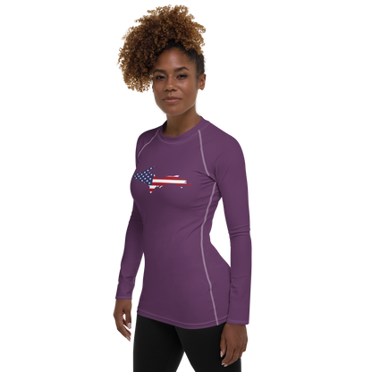 Michigan Upper Peninsula Rash Guard (w/ UP USA Flag) | Women's - Plum