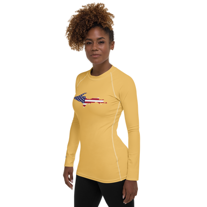 Michigan Upper Peninsula Rash Guard (w/ UP USA Flag) | Women's - Citrine