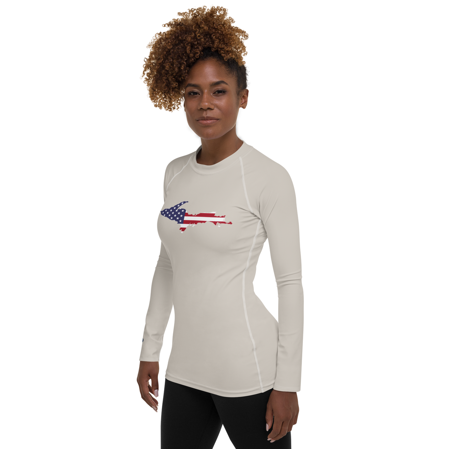 Michigan Upper Peninsula Rash Guard (w/ UP USA Flag) | Women's - Canvas Color