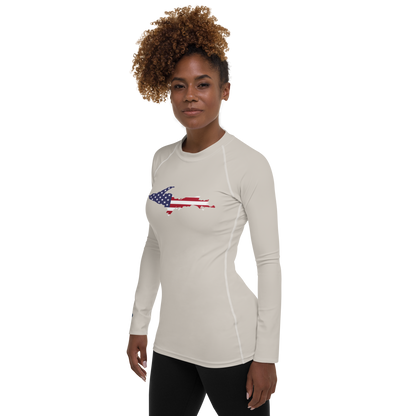 Michigan Upper Peninsula Rash Guard (w/ UP USA Flag) | Women's - Canvas Color