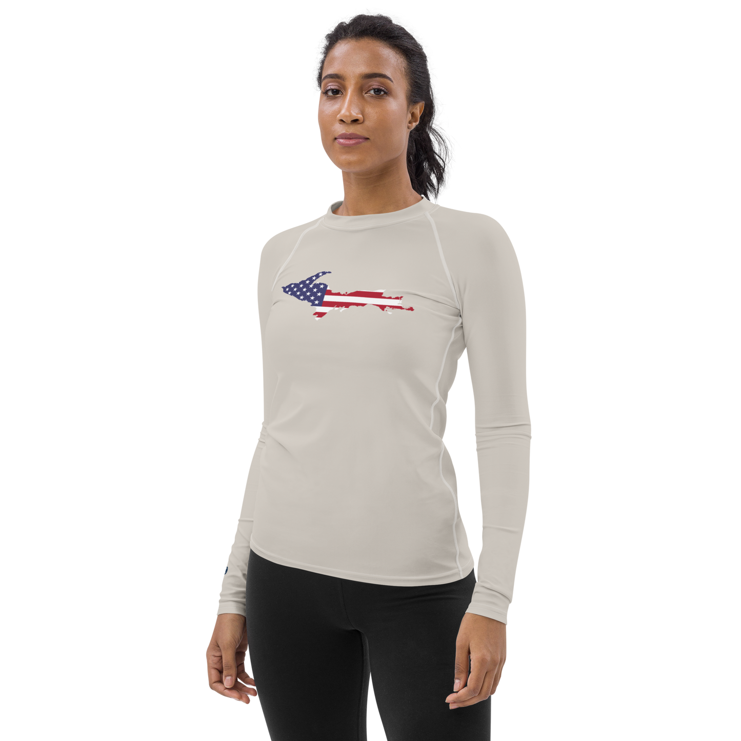 Michigan Upper Peninsula Rash Guard (w/ UP USA Flag) | Women's - Canvas Color