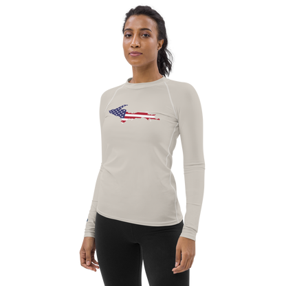 Michigan Upper Peninsula Rash Guard (w/ UP USA Flag) | Women's - Canvas Color