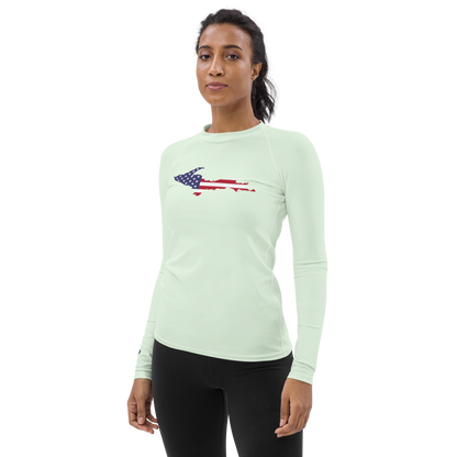 Michigan Upper Peninsula Rash Guard (w/ UP USA Flag) | Women's - Dew Green