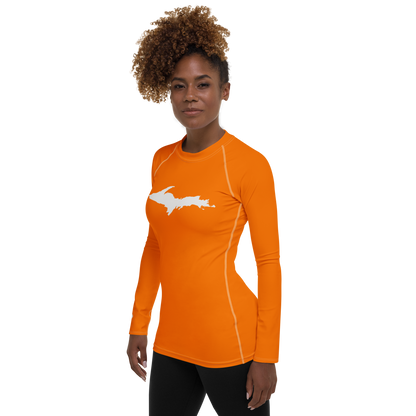 Michigan Upper Peninsula Rash Guard (w/ UP Outline) | Women's - Safety Orange