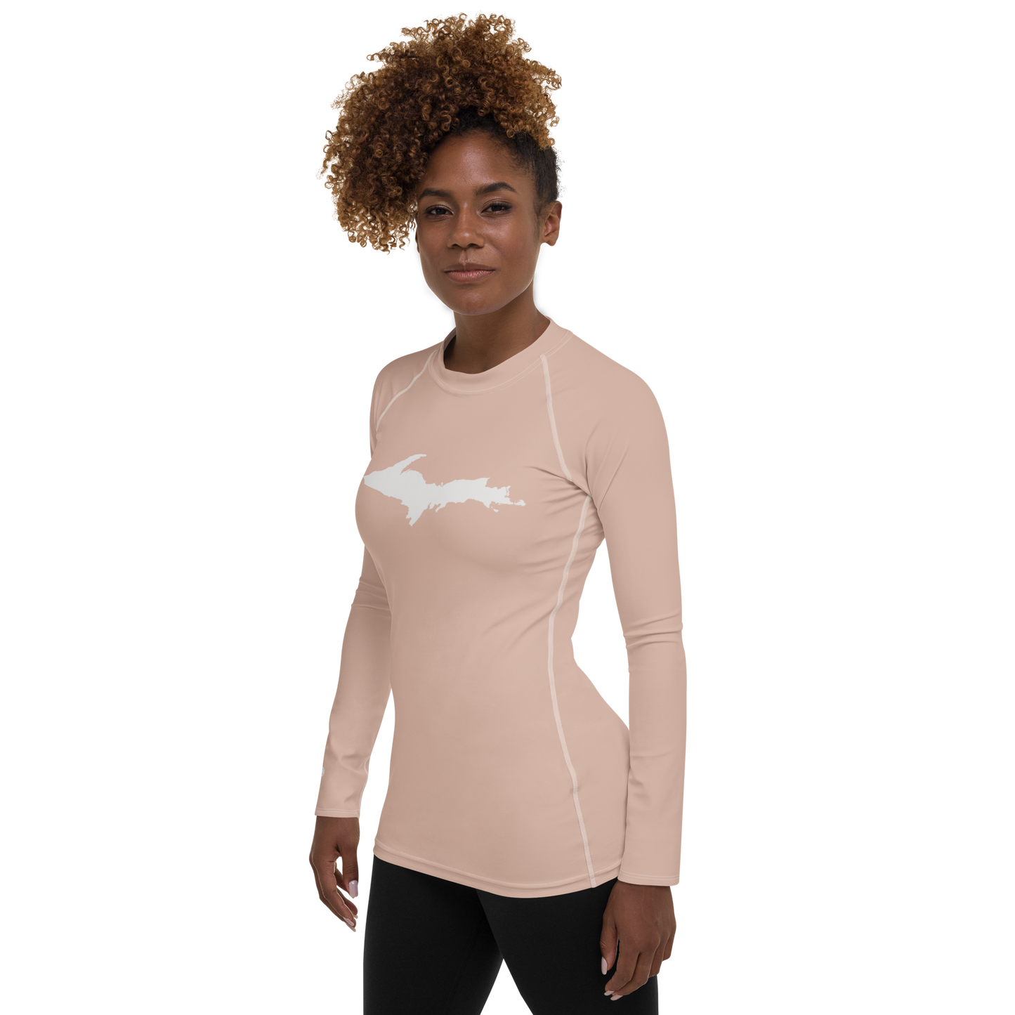 Michigan Upper Peninsula Rash Guard (w/ UP Outline) | Women's - Rose Gold