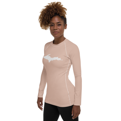 Michigan Upper Peninsula Rash Guard (w/ UP Outline) | Women's - Rose Gold