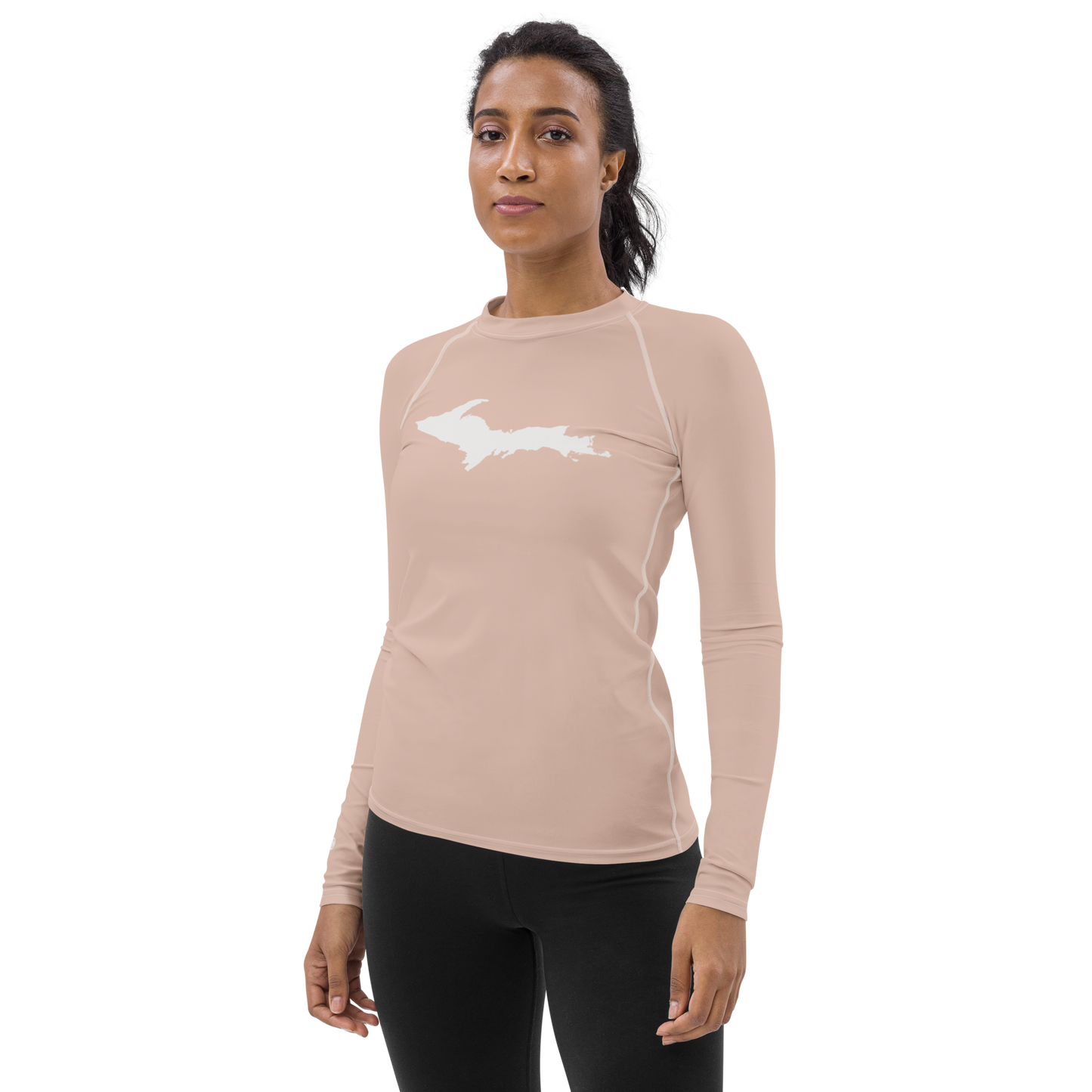 Michigan Upper Peninsula Rash Guard (w/ UP Outline) | Women's - Rose Gold