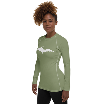 Michigan Upper Peninsula Rash Guard (w/ UP Outline) | Women's - Beachgrass Green