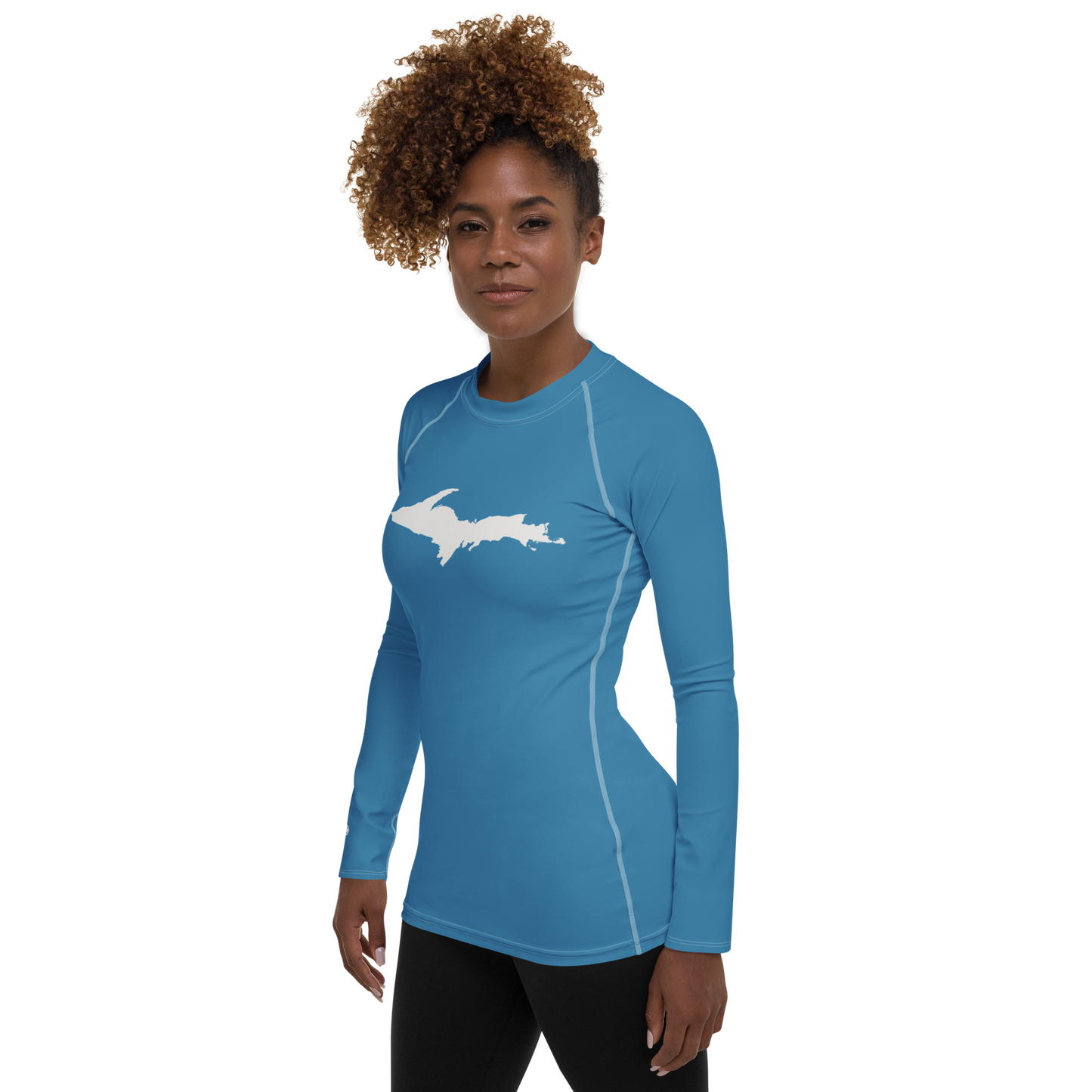 Michigan Upper Peninsula Rash Guard (w/ UP Outline) | Women's - Lake Michigan Blue