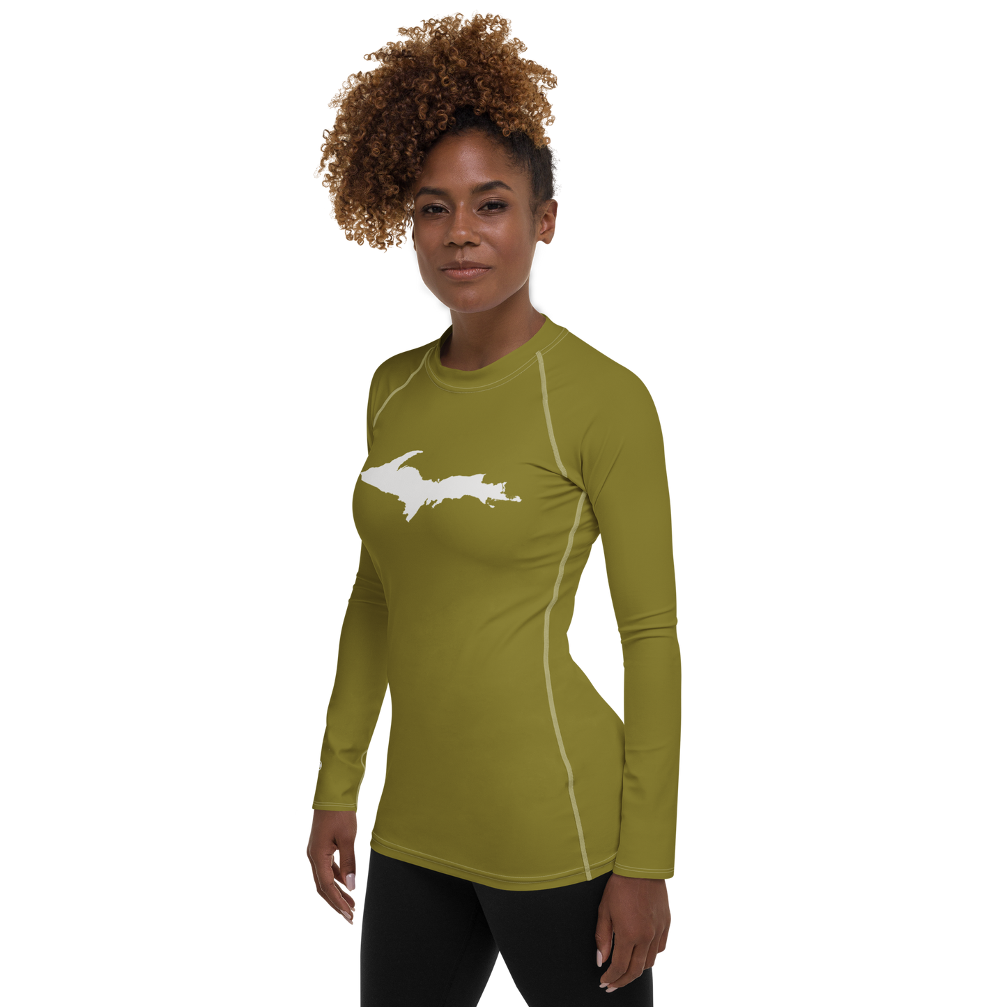 Michigan Upper Peninsula Rash Guard (w/ UP Outline) | Women's - Scrub Gold