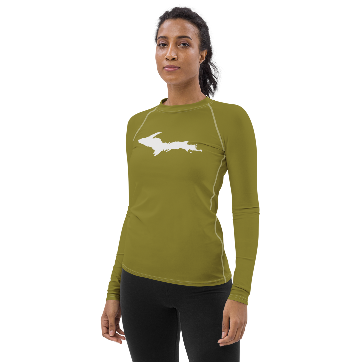 Michigan Upper Peninsula Rash Guard (w/ UP Outline) | Women's - Scrub Gold