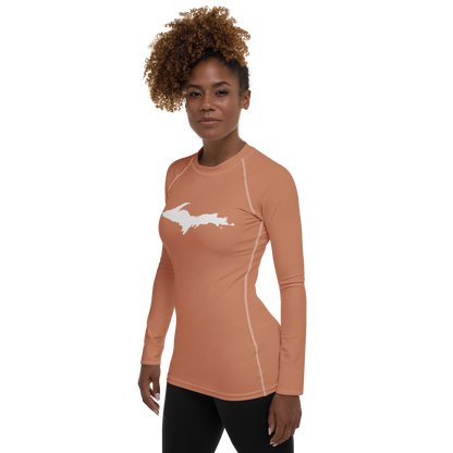 Michigan Upper Peninsula Rash Guard (w/ UP Outline) | Women's - Copper Color