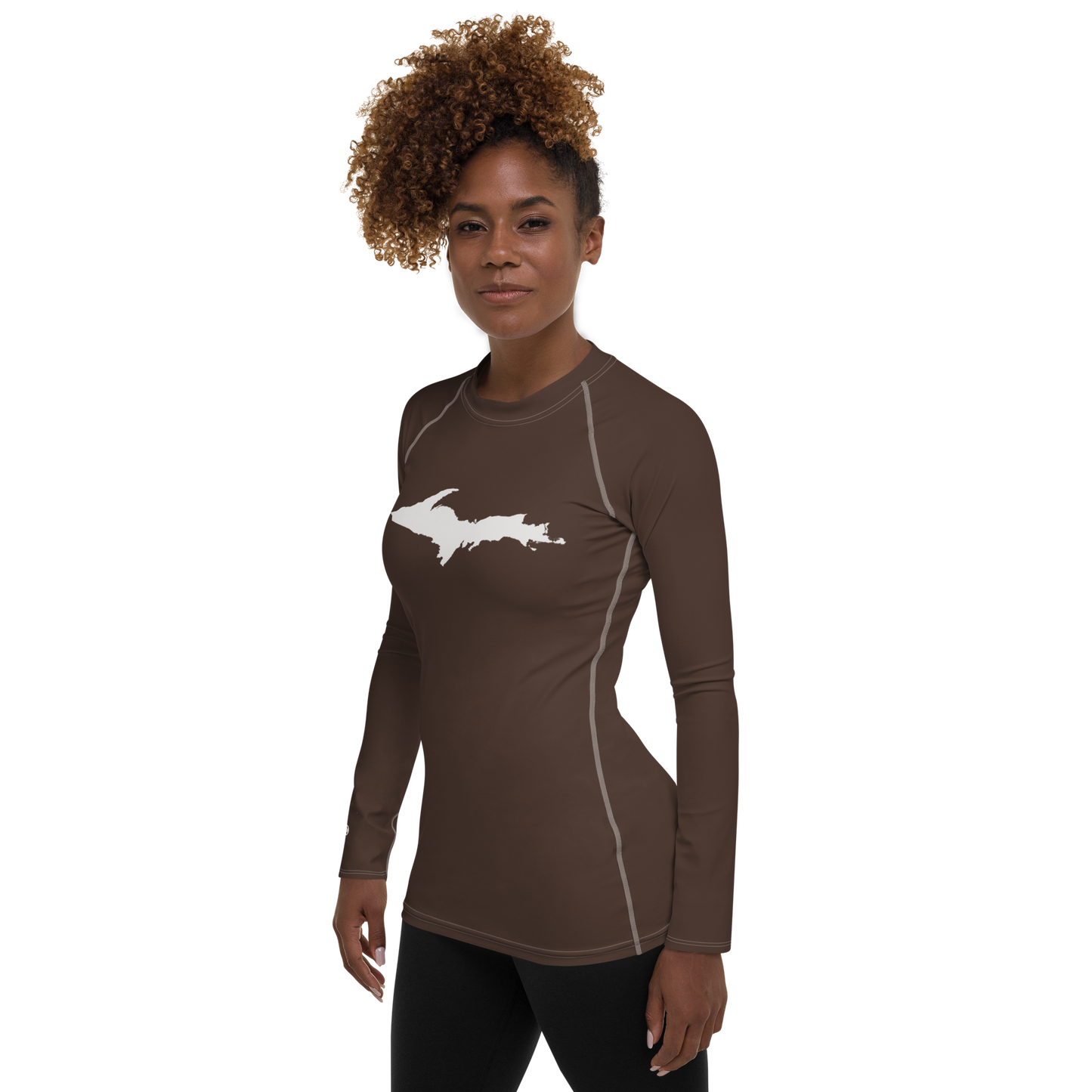 Michigan Upper Peninsula Rash Guard (w/ UP Outline) | Women's - Hickory Color