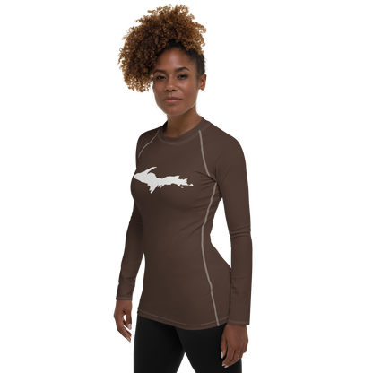 Michigan Upper Peninsula Rash Guard (w/ UP Outline) | Women's - Hickory Color