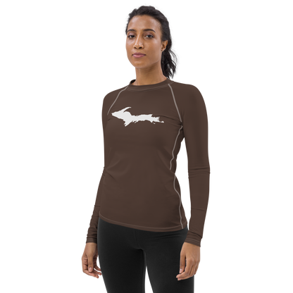 Michigan Upper Peninsula Rash Guard (w/ UP Outline) | Women's - Hickory Color