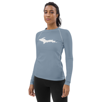 Michigan Upper Peninsula Rash Guard (w/ UP Outline) | Women's - B-24 Grey