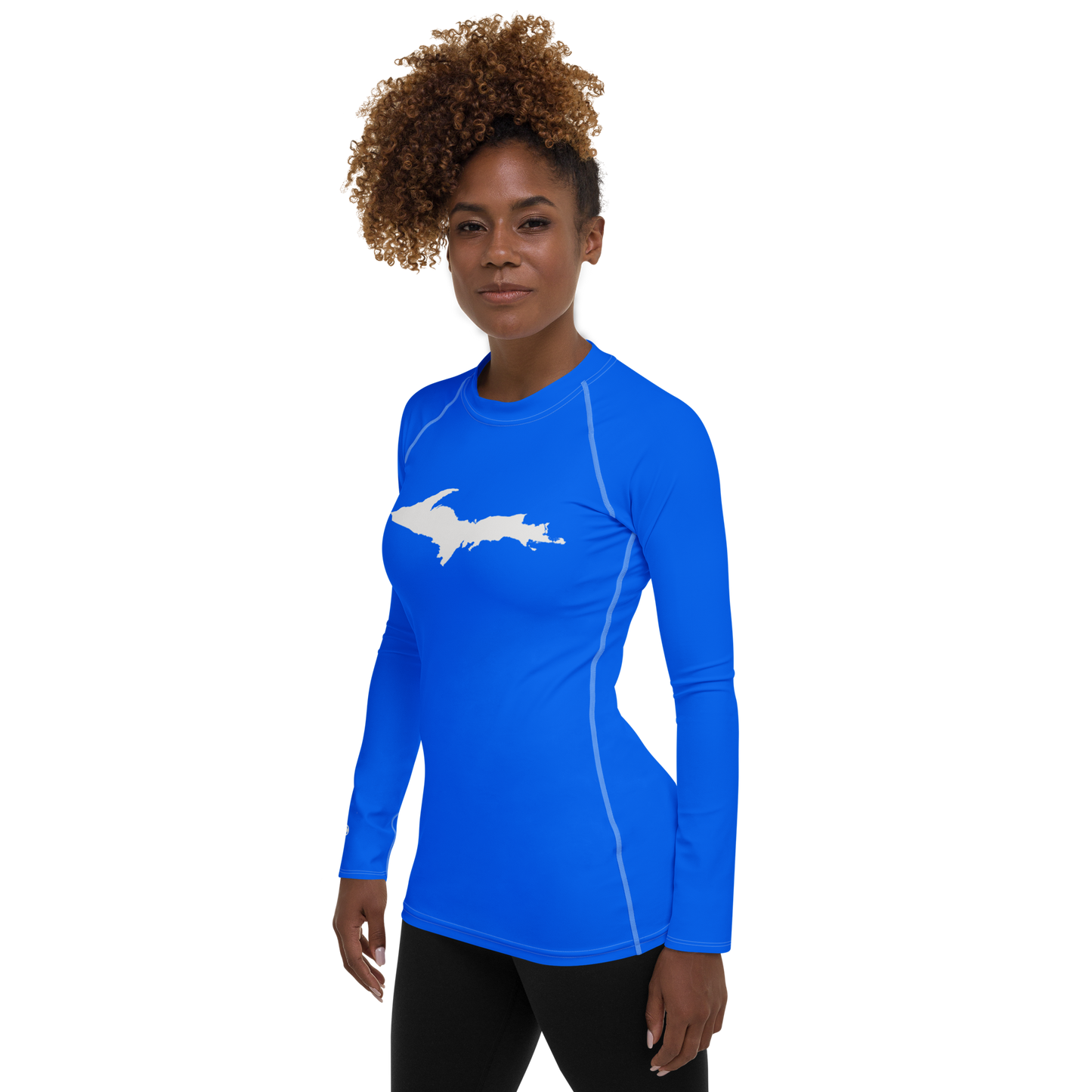 Michigan Upper Peninsula Rash Guard (w/ UP Outline) | Women's - Motor Town Blue