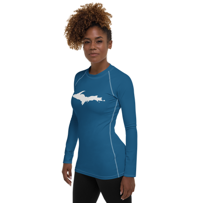 Michigan Upper Peninsula Rash Guard (w/ UP Outline) | Women's - Blueberry