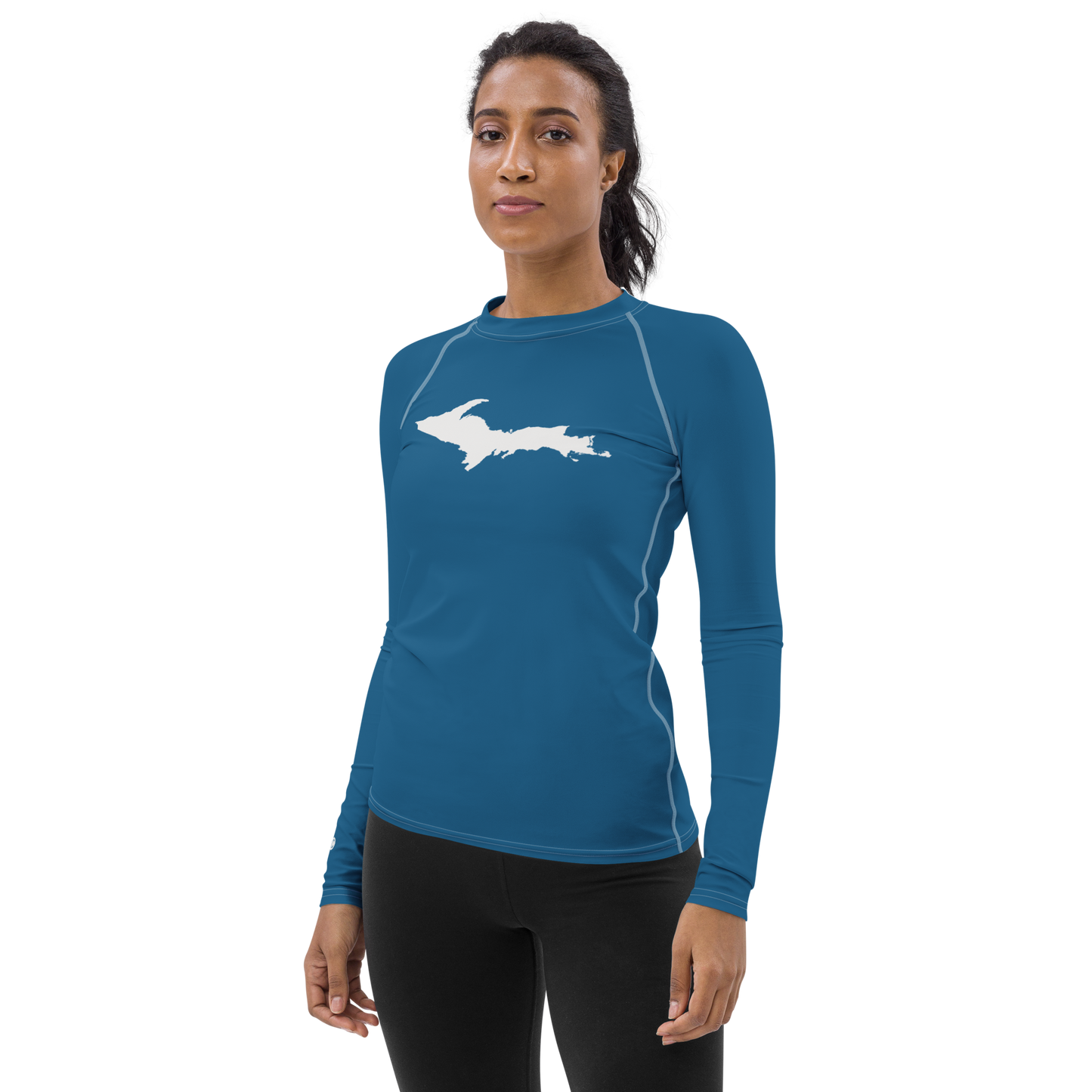 Michigan Upper Peninsula Rash Guard (w/ UP Outline) | Women's - Blueberry