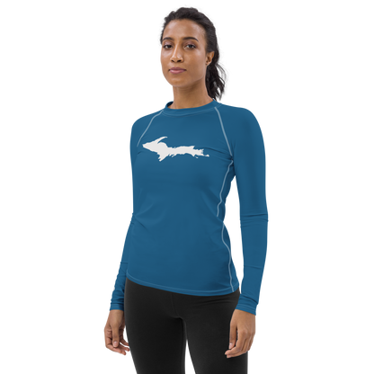 Michigan Upper Peninsula Rash Guard (w/ UP Outline) | Women's - Blueberry