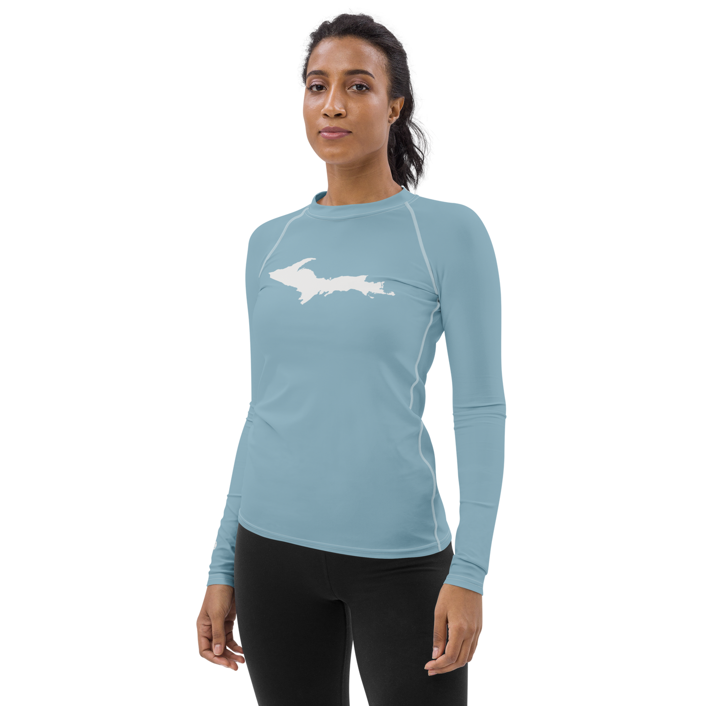 Michigan Upper Peninsula Rash Guard (w/ UP Outline) | Women's - Opal Blue