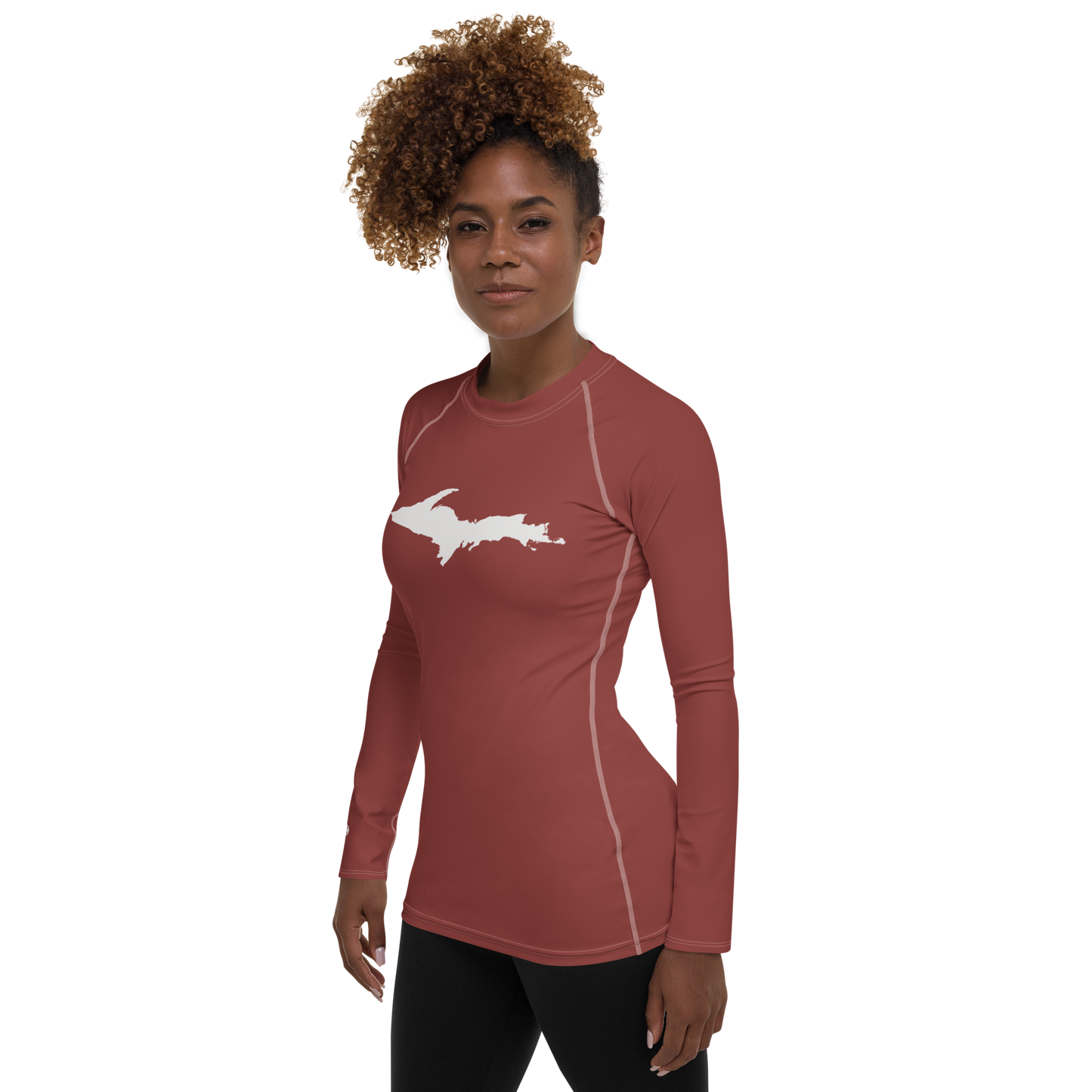 Michigan Upper Peninsula Rash Guard (w/ UP Outline) | Women's - Ore Dock Red