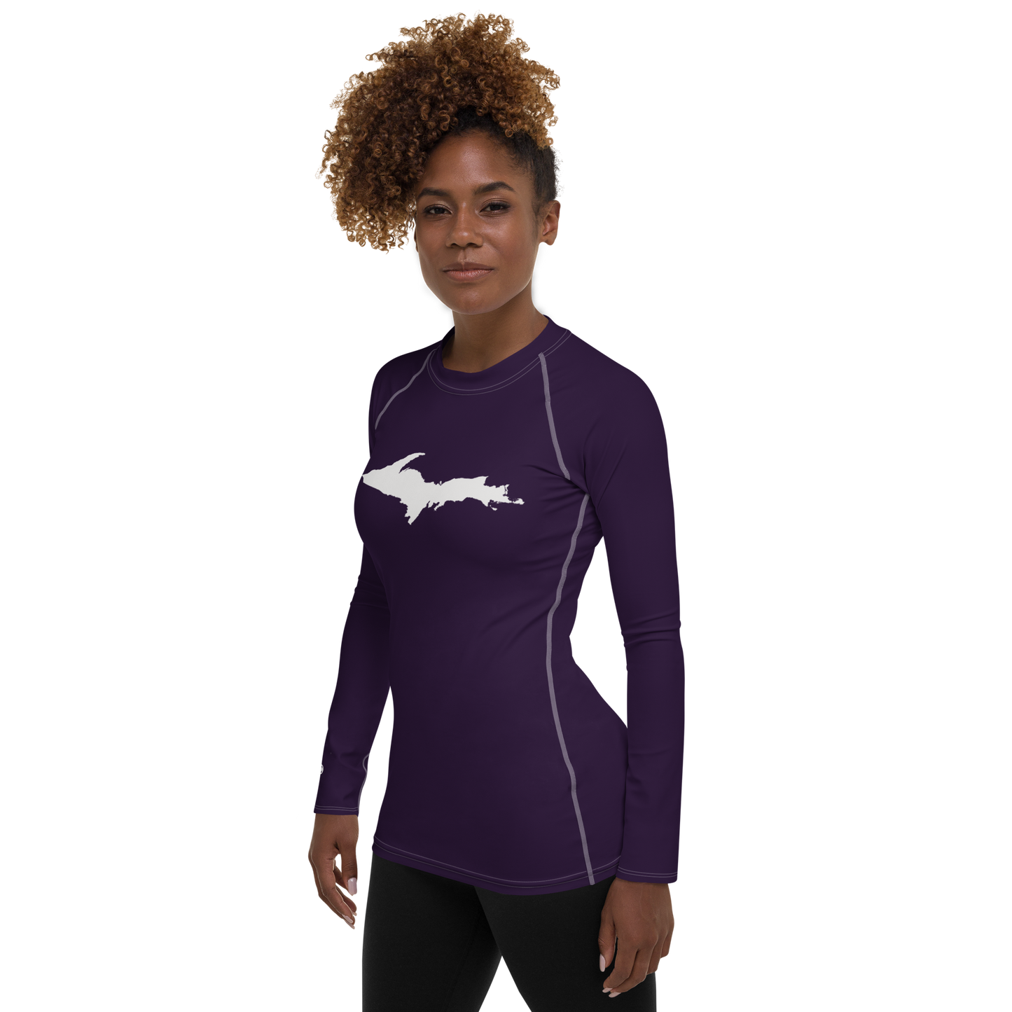 Michigan Upper Peninsula Rash Guard (w/ UP Outline) | Women's - Blackcurrant