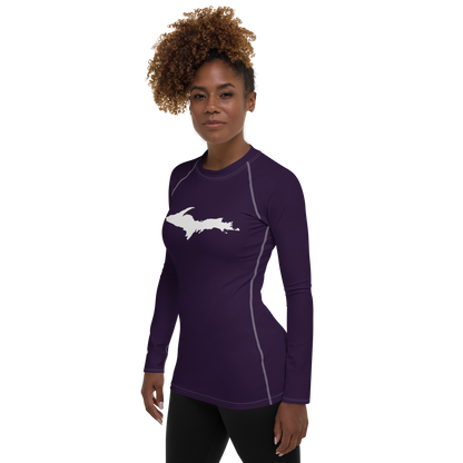 Michigan Upper Peninsula Rash Guard (w/ UP Outline) | Women's - Blackcurrant