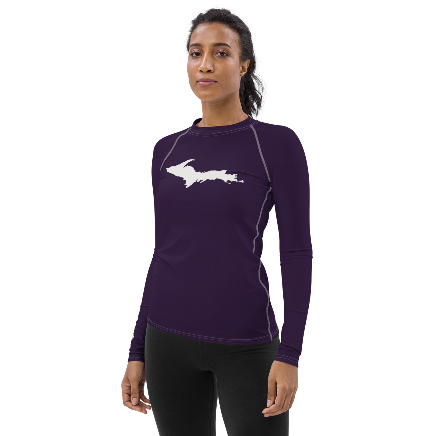 Michigan Upper Peninsula Rash Guard (w/ UP Outline) | Women's - Blackcurrant