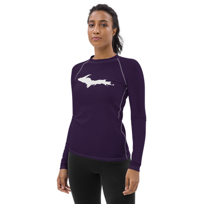 Michigan Upper Peninsula Rash Guard (w/ UP Outline) | Women's - Blackcurrant