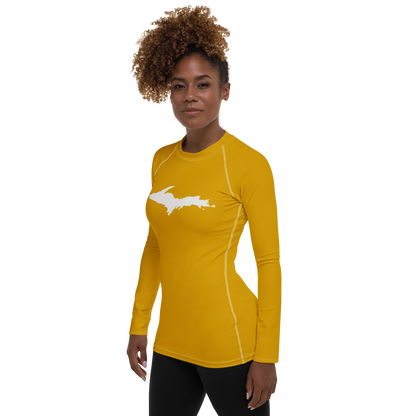 Michigan Upper Peninsula Rash Guard (w/ UP Outline) | Women's - Gold Bullion