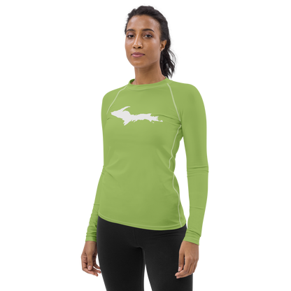 Michigan Upper Peninsula Rash Guard (w/ UP Outline) | Women's - Gooseberry Green