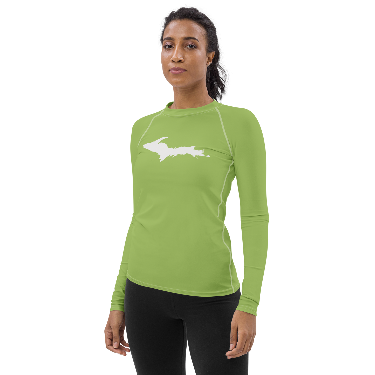 Michigan Upper Peninsula Rash Guard (w/ UP Outline) | Women's - Gooseberry Green